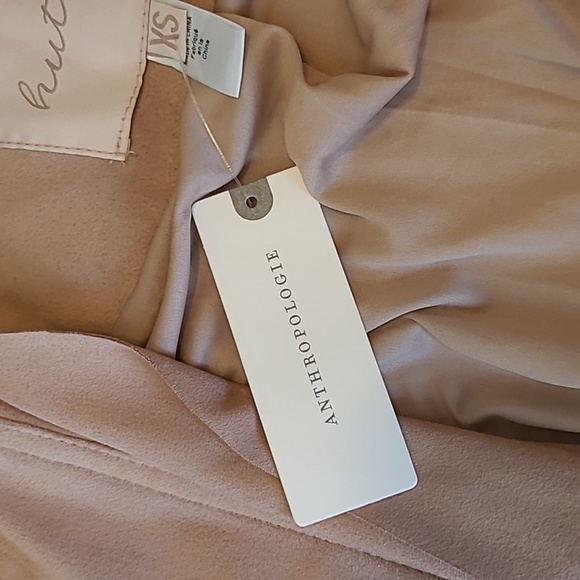 Anthropologie Hutch Open Front Waterfall Jacket Blazer Suede Pink Size XS NWT - Picture 7 of 7